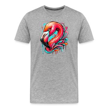 Flamingo - Männer Premium Bio T-Shirt - Grau meliert - Vorne - Damien (186cm)