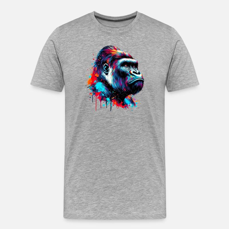 Gorilla - Männer Premium Bio T-Shirt - Grau meliert