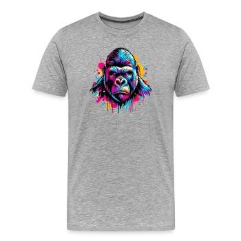 Gorilla - Männer Premium Bio T-Shirt - Grau meliert - Vorne - Damien (186cm)