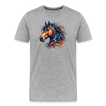 Pferd - Männer Premium Bio T-Shirt - Grau meliert - Vorne - Damien (186cm)