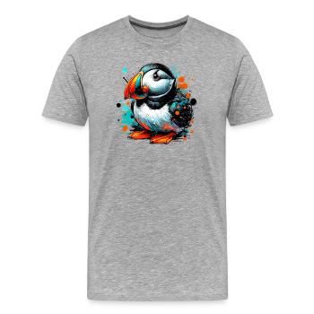 Puffin - Men's Premium Organic T-Shirt - heather grey - Front - Damien (186cm)