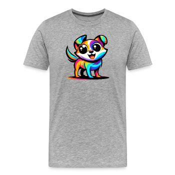Ein lebendiger Hund im Cartoon-Stil - Männer Premium Bio T-Shirt - Grau meliert - Vorne - Damien (186cm)