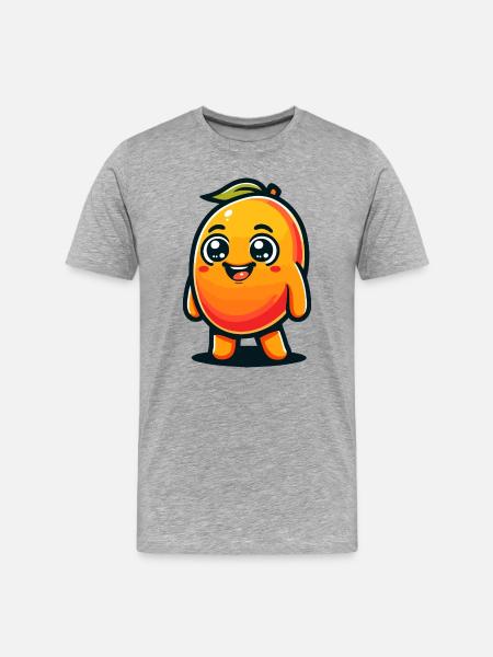 A playful cartoon style mango - Men's Premium Organic T-Shirt - heather grey