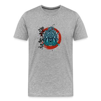 Samurai - Men's Premium Organic T-Shirt - heather grey - Front - Damien (186cm)