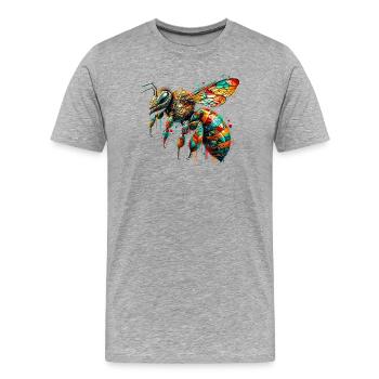 Biene - Männer Premium Bio T-Shirt - Grau meliert - Vorne - Damien (186cm)