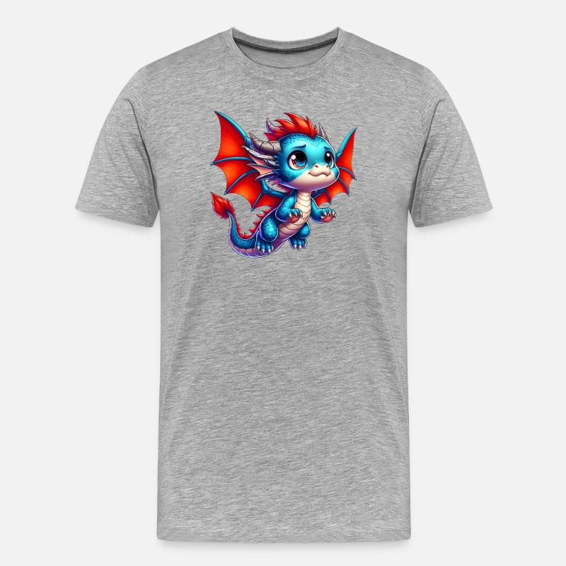 Drache - Männer Premium Bio T-Shirt - Grau meliert