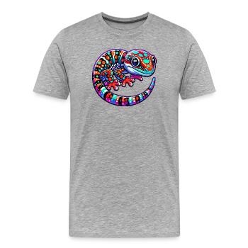Gecko - Männer Premium Bio T-Shirt - Grau meliert - Vorne - Damien (186cm)
