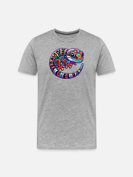 Gecko - Männer Premium Bio T-Shirt - Grau meliert