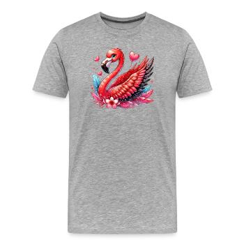 Flamingo - Männer Premium Bio T-Shirt - Grau meliert - Vorne - Damien (186cm)