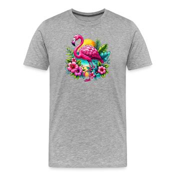 Flamingo - Männer Premium Bio T-Shirt - Grau meliert - Vorne - Damien (186cm)