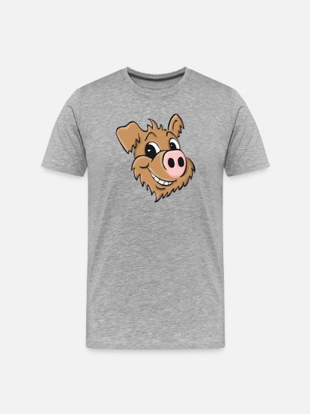 Pig dog - smiling - Men's Premium Organic T-Shirt - heather grey