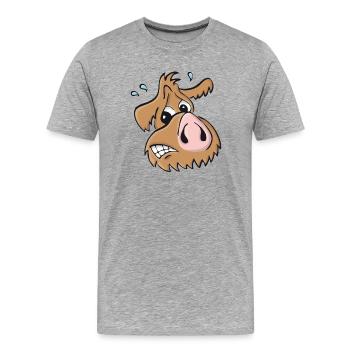 Chien cochon - oups - T-shirt bio Premium Homme - gris chiné - Devant - Damien (186cm)