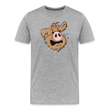 Chien cochon hurlant - T-shirt bio Premium Homme - gris chiné - Devant - Damien (186cm)