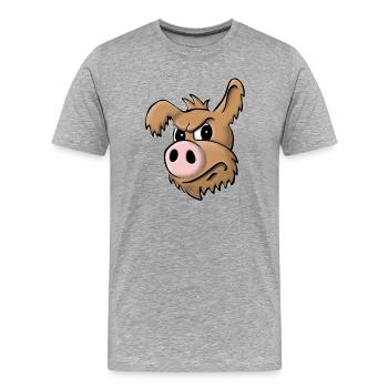 Pig dog skeptical - Men's Premium Organic T-Shirt - heather grey - Front - Damien (186cm)