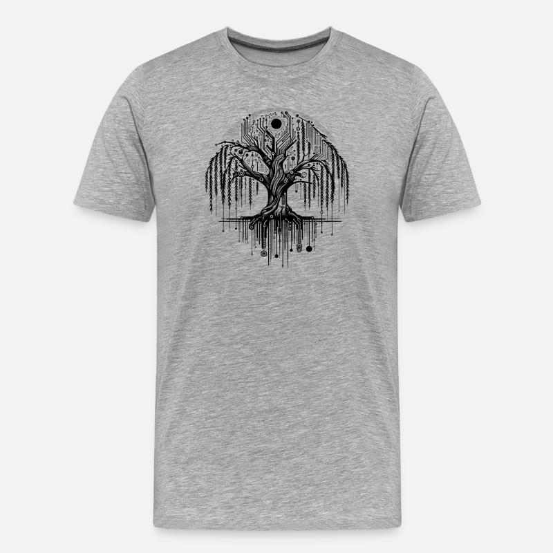 Technologie Lebensbaum Platine Weide - Männer Premium Bio T-Shirt - Grau meliert