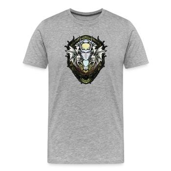 Dunkle Fantasy-Kreatur mit Flügeln. - Männer Premium Bio T-Shirt - Grau meliert - Vorne - Damien (186cm)