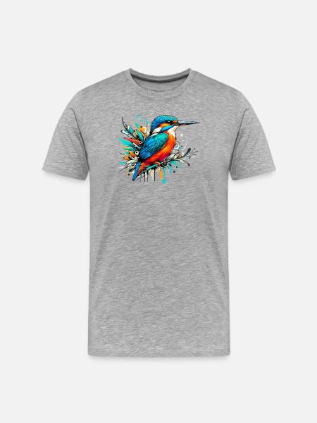 Eisvogel - Männer Premium Bio T-Shirt - Grau meliert