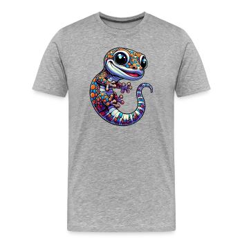 Gecko - Men's Premium Organic T-Shirt - heather grey - Front - Damien (186cm)