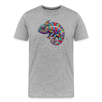 Caméléon - T-shirt bio Premium Homme - gris chiné - Devant - Damien (186cm)