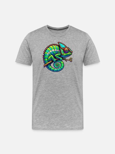 Chamäleon - Männer Premium Bio T-Shirt - Grau meliert