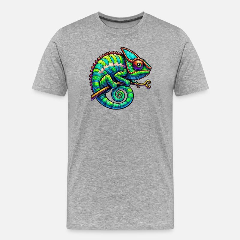 Chamäleon - Männer Premium Bio T-Shirt - Grau meliert