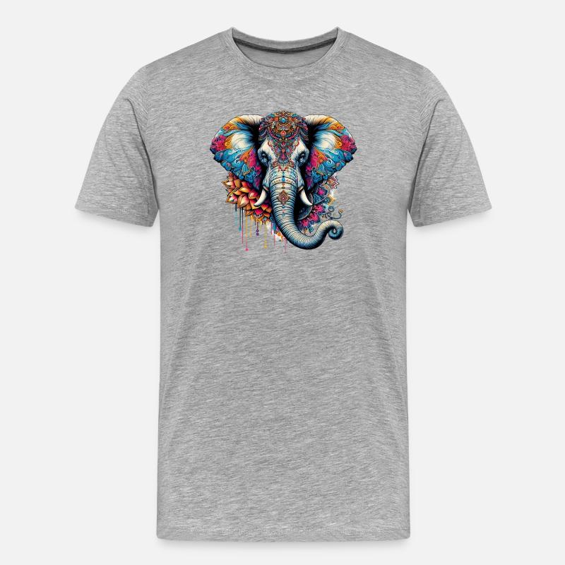 Elefant - Männer Premium Bio T-Shirt - Grau meliert