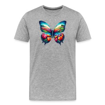 Schmetterlingsblumen Tulpen Tulpe Holland - Männer Premium Bio T-Shirt - Grau meliert - Vorne - Damien (186cm)