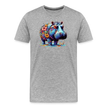 Hippopotame - T-shirt bio Premium Homme - gris chiné - Devant - Damien (186cm)