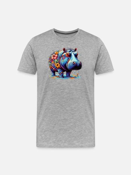 Hippopotame - T-shirt bio Premium Homme - gris chiné