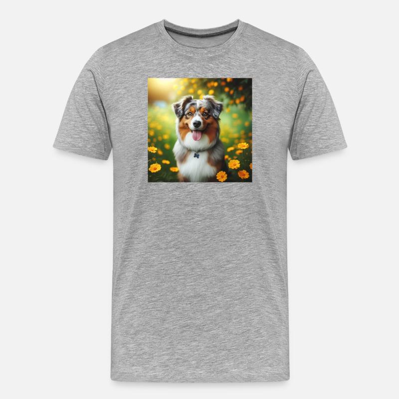 Australischer Schäferhund - Männer Premium Bio T-Shirt - Grau meliert