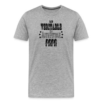 Le Véritable et Authentique Papa - T-shirt bio Premium Homme - gris chiné - Devant - Damien (186cm)