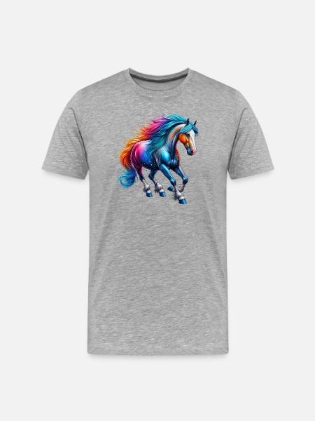 Pferd - Männer Premium Bio T-Shirt - Grau meliert