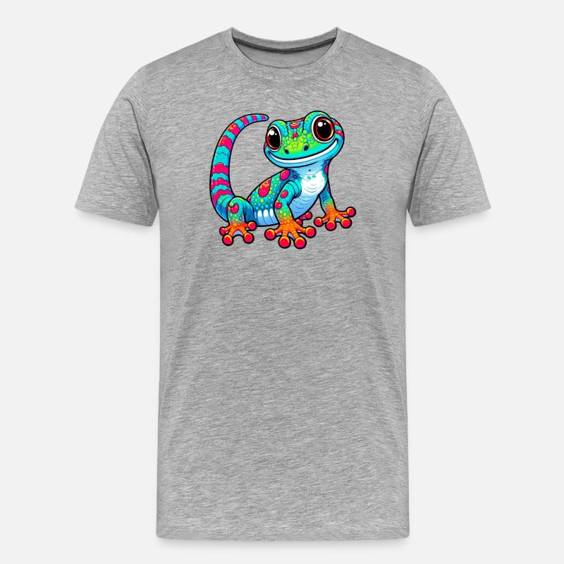 Gecko - Männer Premium Bio T-Shirt - Grau meliert