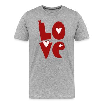 Love Design with Hearts in Letter - Men's Premium Organic T-Shirt - heather grey - Front - Damien (186cm)
