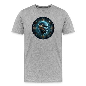 Künstliche Intelligenz Cyber Kopf Tech - Männer Premium Bio T-Shirt - Grau meliert - Vorne - Damien (186cm)