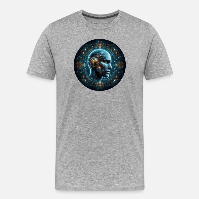 Artificial Intelligence Cyber Head Tech - Men's Premium Organic T-Shirt - heather grey