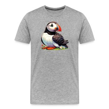 Puffin - Men's Premium Organic T-Shirt - heather grey - Front - Damien (186cm)