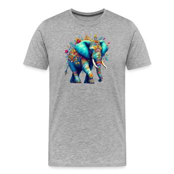 Éléphant - T-shirt bio Premium Homme - gris chiné - Devant - Damien (186cm)