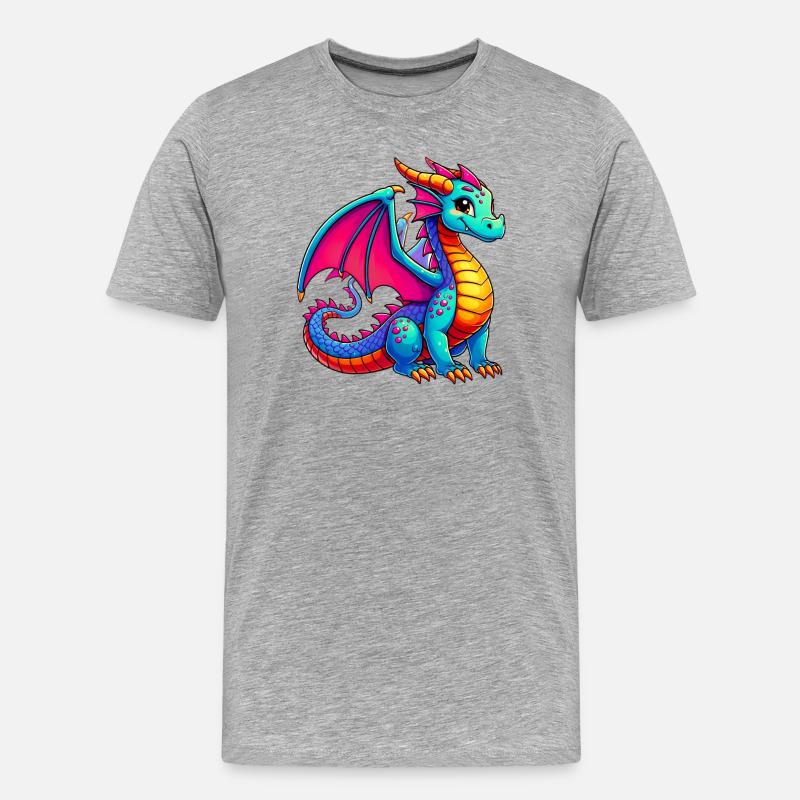 Drache - Männer Premium Bio T-Shirt - Grau meliert