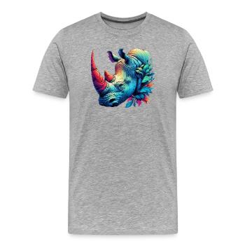Rhinoceros - Men's Premium Organic T-Shirt - heather grey - Front - Damien (186cm)