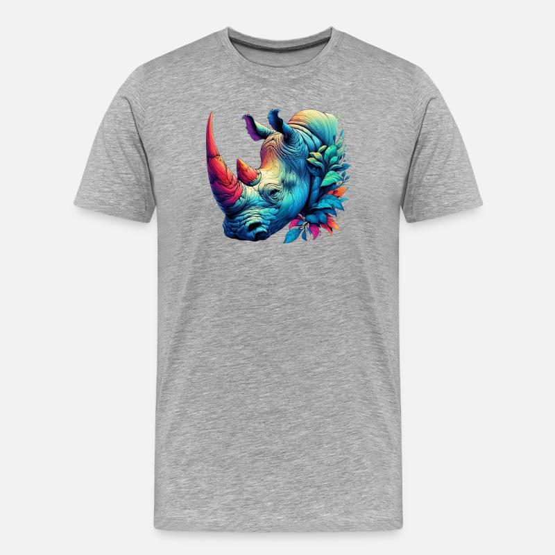Nashorn - Männer Premium Bio T-Shirt - Grau meliert