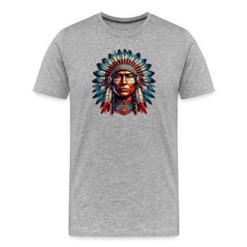 Amerikanisch Indianer Amerikanische Rote Haut - Männer Premium Bio T-Shirt - Grau meliert - Vorne - Damien (186cm)
