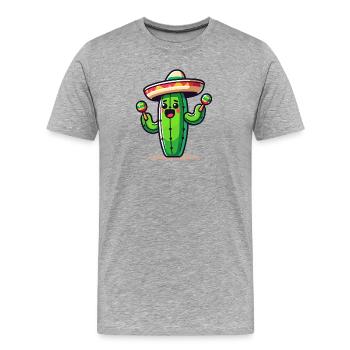 Fiesta Cactus : le shaker Saguaro - T-shirt bio Premium Homme - gris chiné - Devant - Damien (186cm)