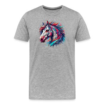 Horse - Men's Premium Organic T-Shirt - heather grey - Front - Damien (186cm)