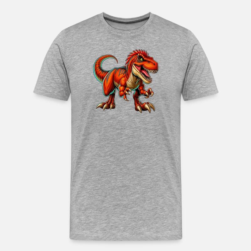 Dinosaurier - Männer Premium Bio T-Shirt - Grau meliert