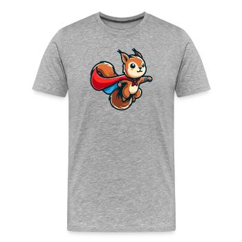 Eichhörnchen: Der verrückte Verteidiger - Männer Premium Bio T-Shirt - Grau meliert - Vorne - Damien (186cm)