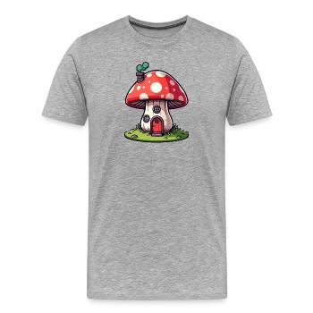 Enchanted Shroom Home: The Fungal Abode - Men's Premium Organic T-Shirt - heather grey - Front - Damien (186cm)
