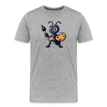 Artisan Ant: Der Insekten-Illustrator - Männer Premium Bio T-Shirt - Grau meliert - Vorne - Damien (186cm)