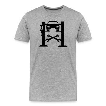 Logo der Autowerkstatt - Männer Premium Bio T-Shirt - Grau meliert - Vorne - Damien (186cm)