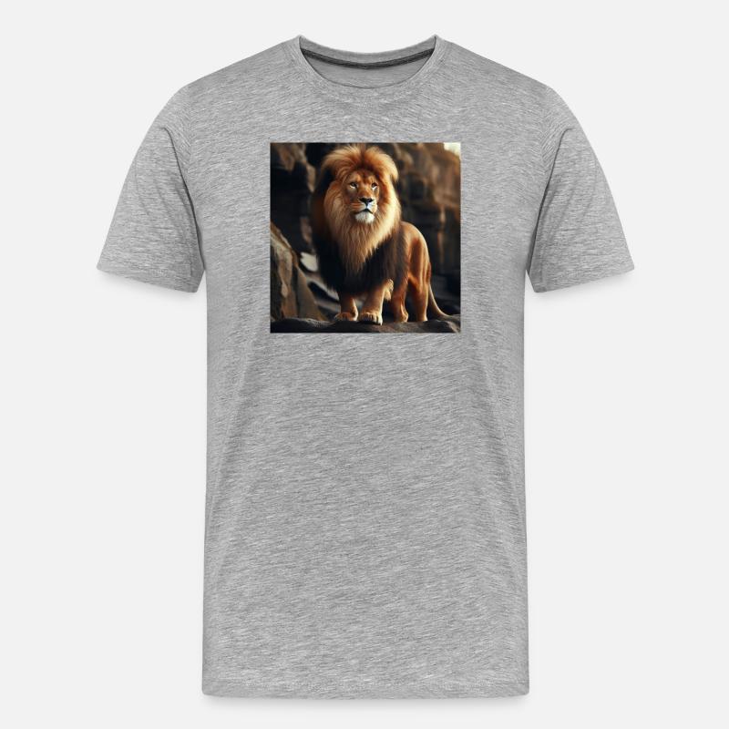 Löwe - Männer Premium Bio T-Shirt - Grau meliert